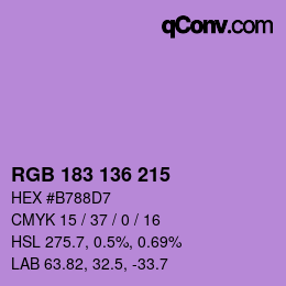 Color code: RGB 183 136 215 | qconv.com