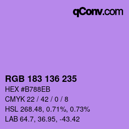 Color code: RGB 183 136 235 | qconv.com