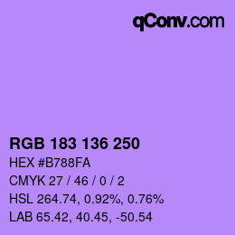 Color code: RGB 183 136 250 | qconv.com