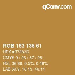 Color code: RGB 183 136 61 | qconv.com