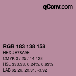 颜色代码: RGB 183 138 158 | qconv.com