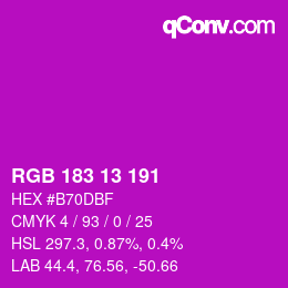 Color code: RGB 183 13 191 | qconv.com