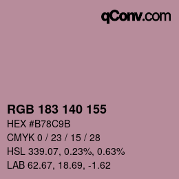 Color code: RGB 183 140 155 | qconv.com