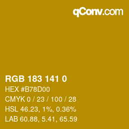 Color code: RGB 183 141 0 | qconv.com