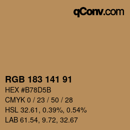 カラーコード: RGB 183 141 91 | qconv.com