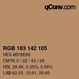 Color code: RGB 183 142 105 | qconv.com