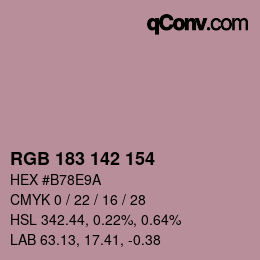 Color code: RGB 183 142 154 | qconv.com
