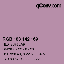 Color code: RGB 183 142 169 | qconv.com