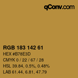 Color code: RGB 183 142 61 | qconv.com