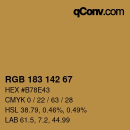 Código de color: RGB 183 142 67 | qconv.com