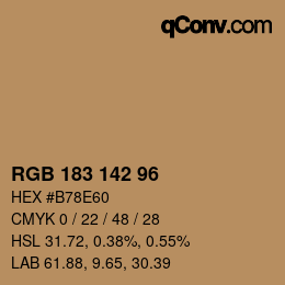 Color code: RGB 183 142 96 | qconv.com