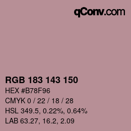 カラーコード: RGB 183 143 150 | qconv.com