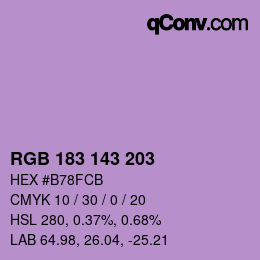 Color code: RGB 183 143 203 | qconv.com