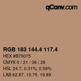 カラーコード: RGB 183 144.4 117.4 | qconv.com