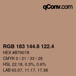 カラーコード: RGB 183 144.8 122.4 | qconv.com