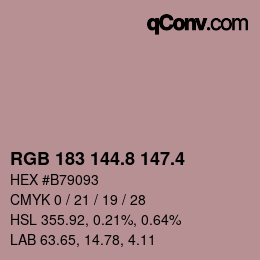 カラーコード: RGB 183 144.8 147.4 | qconv.com
