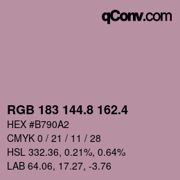 カラーコード: RGB 183 144.8 162.4 | qconv.com
