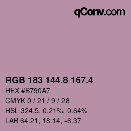 カラーコード: RGB 183 144.8 167.4 | qconv.com