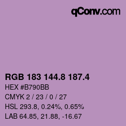 カラーコード: RGB 183 144.8 187.4 | qconv.com