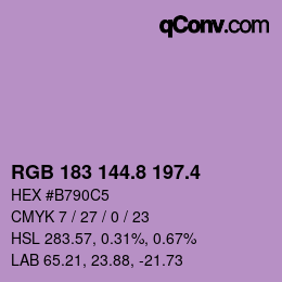 カラーコード: RGB 183 144.8 197.4 | qconv.com