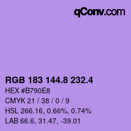カラーコード: RGB 183 144.8 232.4 | qconv.com
