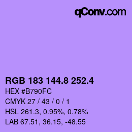 カラーコード: RGB 183 144.8 252.4 | qconv.com