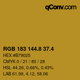 カラーコード: RGB 183 144.8 37.4 | qconv.com
