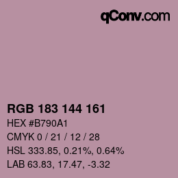 カラーコード: RGB 183 144 161 | qconv.com