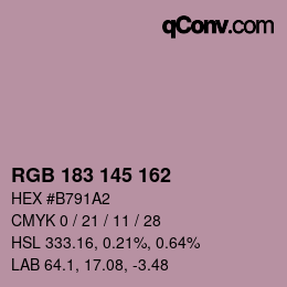 Color code: RGB 183 145 162 | qconv.com