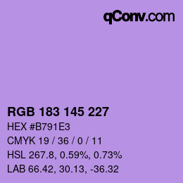 Código de color: RGB 183 145 227 | qconv.com