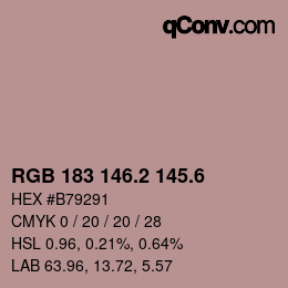カラーコード: RGB 183 146.2 145.6 | qconv.com