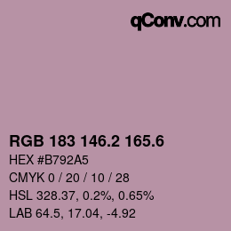カラーコード: RGB 183 146.2 165.6 | qconv.com