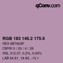 カラーコード: RGB 183 146.2 175.6 | qconv.com