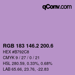 カラーコード: RGB 183 146.2 200.6 | qconv.com