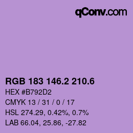 カラーコード: RGB 183 146.2 210.6 | qconv.com