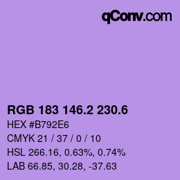 カラーコード: RGB 183 146.2 230.6 | qconv.com