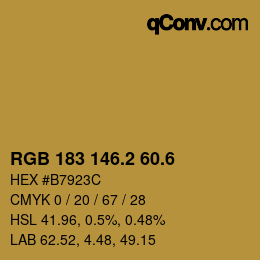 カラーコード: RGB 183 146.2 60.6 | qconv.com