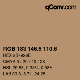 カラーコード: RGB 183 146.6 110.6 | qconv.com