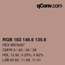 カラーコード: RGB 183 146.6 135.6 | qconv.com