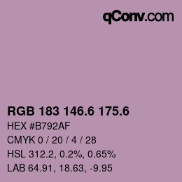 カラーコード: RGB 183 146.6 175.6 | qconv.com