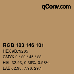 Código de color: RGB 183 146 101 | qconv.com