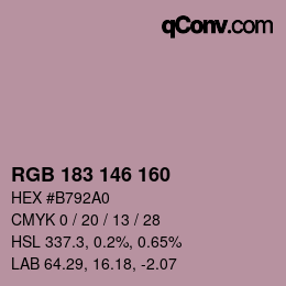 Color code: RGB 183 146 160 | qconv.com