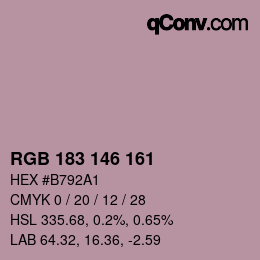 颜色代码: RGB 183 146 161 | qconv.com