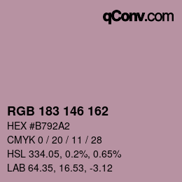 カラーコード: RGB 183 146 162 | qconv.com