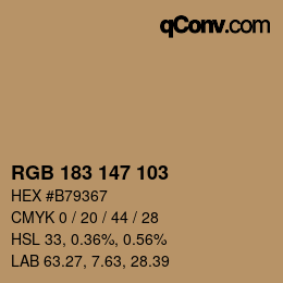 Color code: RGB 183 147 103 | qconv.com