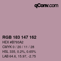 Farbcode: RGB 183 147 162 | qconv.com