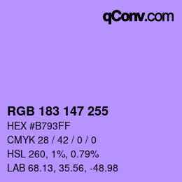 Color code: RGB 183 147 255 | qconv.com