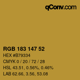 Color code: RGB 183 147 52 | qconv.com