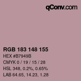 颜色代码: RGB 183 148 155 | qconv.com