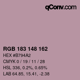 Color code: RGB 183 148 162 | qconv.com